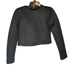Miss Finch Cropped Shirt Zip Up Back Mesh Padded Long-sleeve Shirt